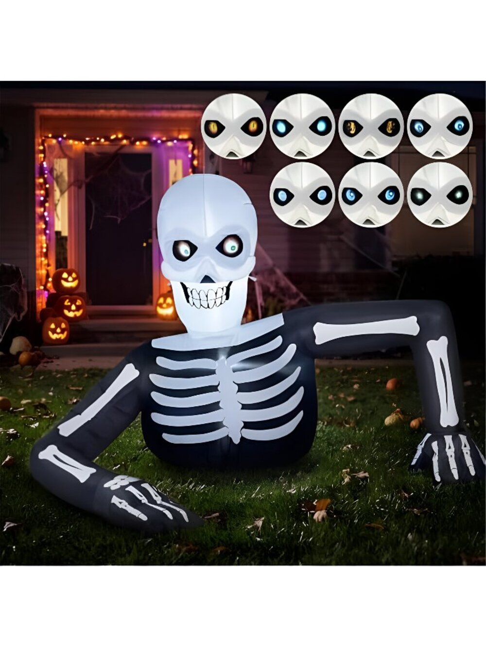 Joiedomi 5.5FT Long Halloween Skeleton Inflatable Decoration with LCD Eyes – 8